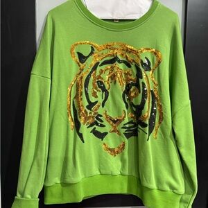 Green Tiger Sequin Sweatshirt